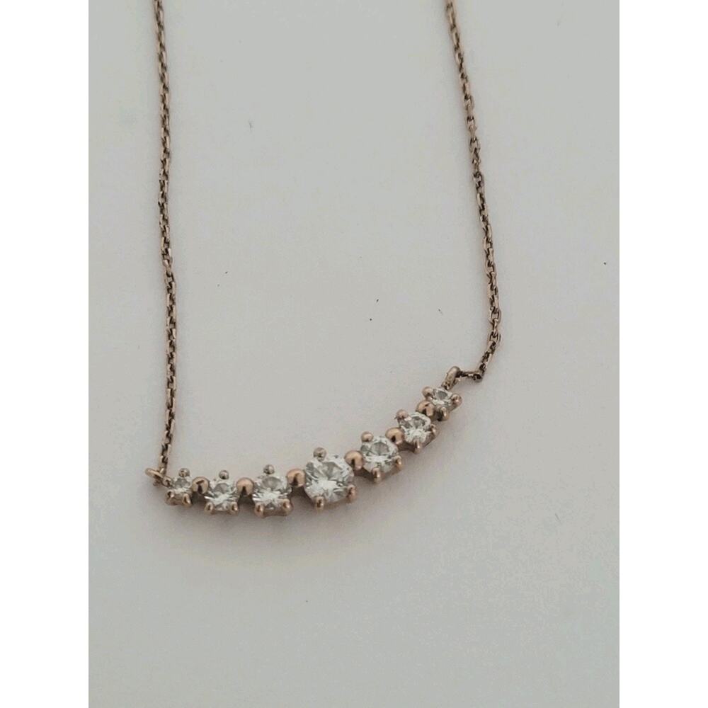 4C Chain Pedant Necklace 14+1” Rose Gold Righstones Sterling Silver Minimalistic